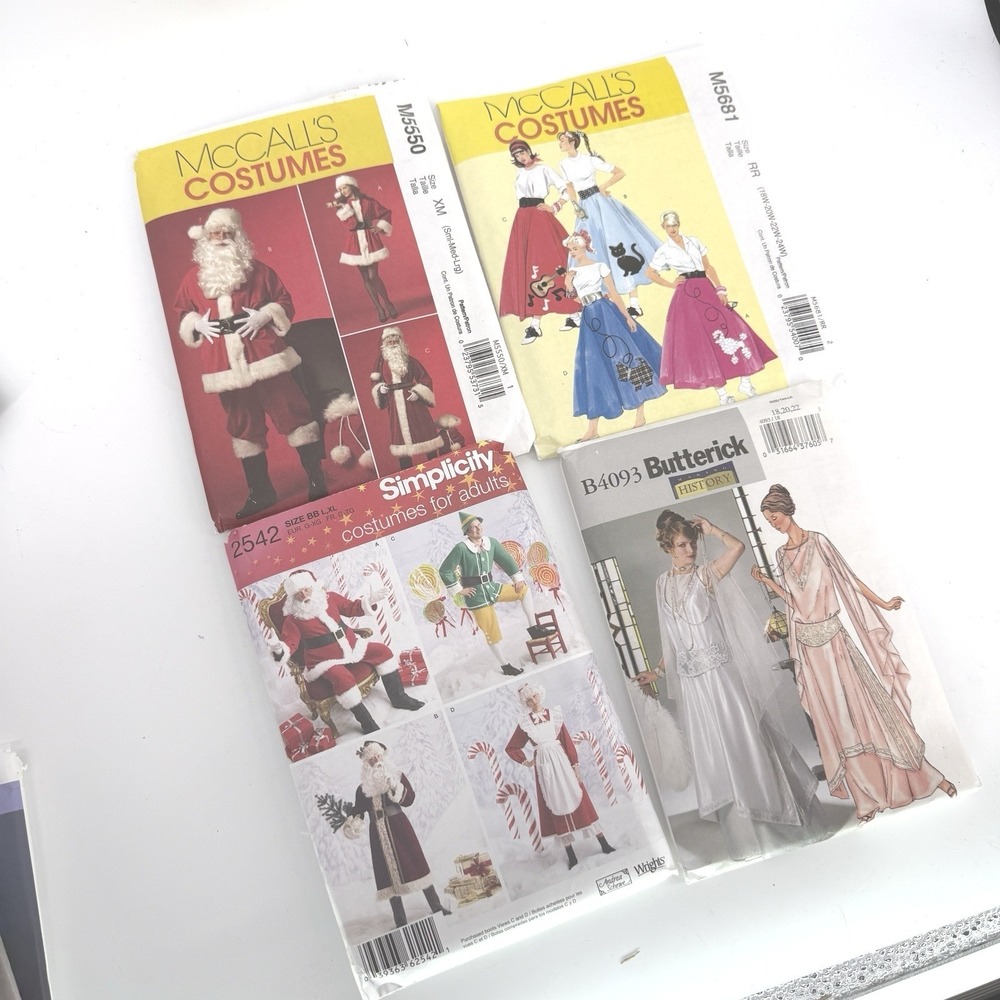 McCalls Simplicity Patterns UNCUT Santa‎ Costume 4 Looks Sz Sm Med Lg Ex-Lg